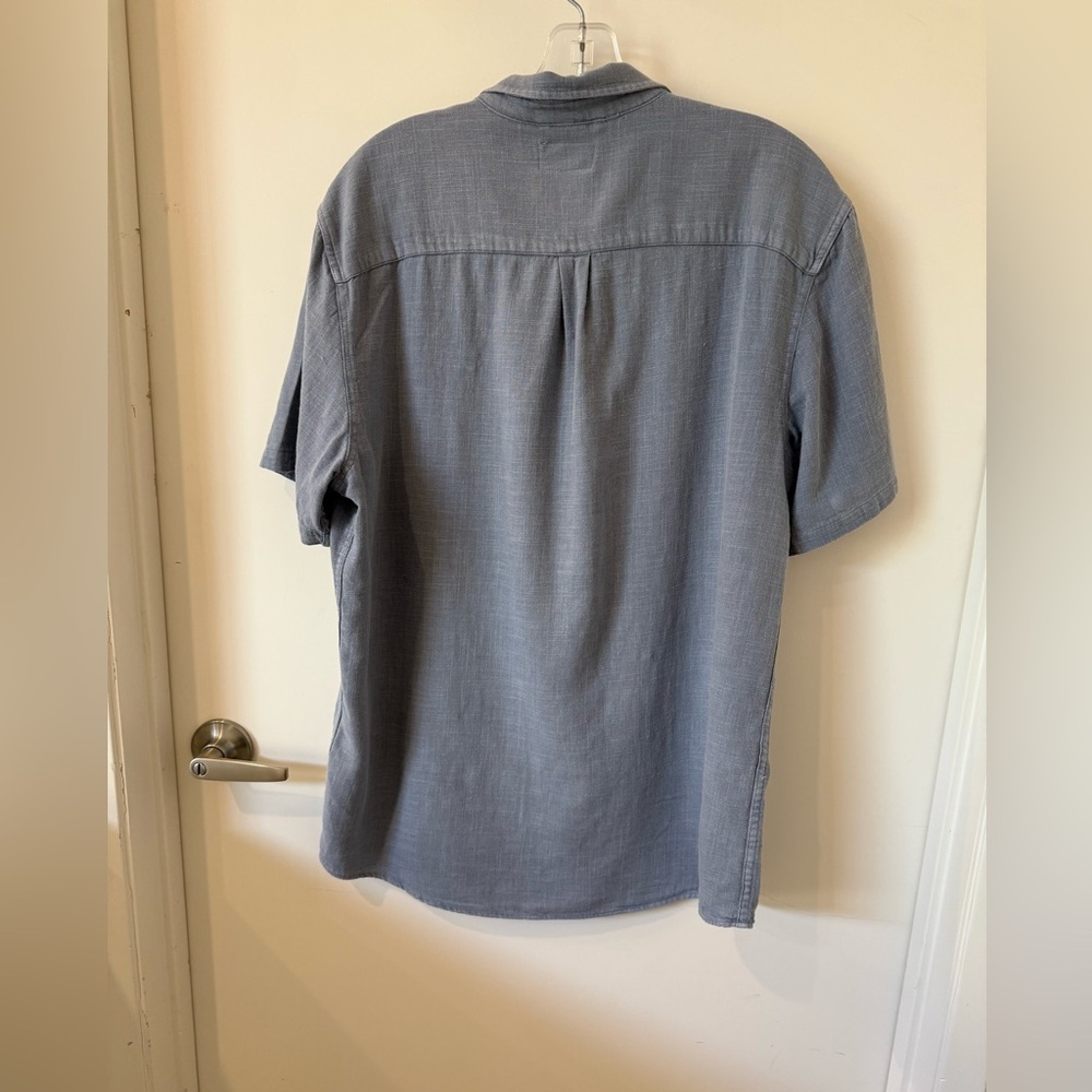 Marine Layer Stretch Salvage Chambray Blue Button Down Shirt Sz L - Picture 4 of 8